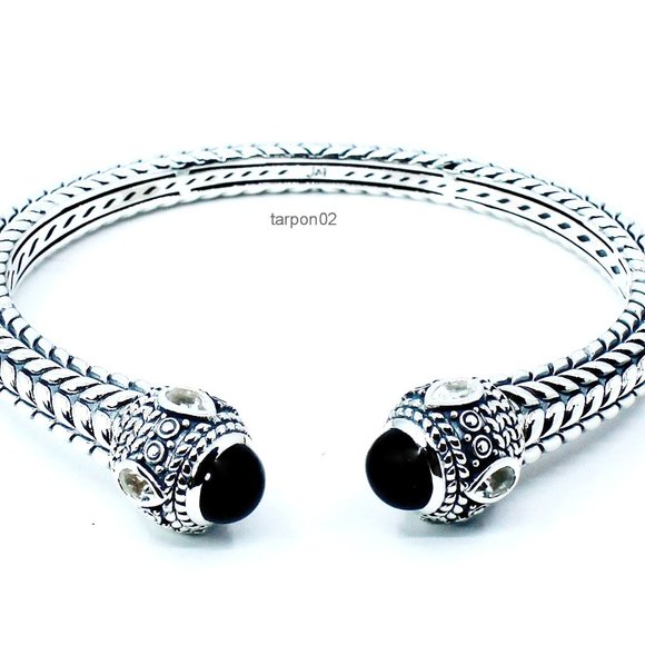 John Hardy JAI Onyx + White Topaz Deco Collection Sterling Silver Bracelet-AVG - Picture 6 of 12